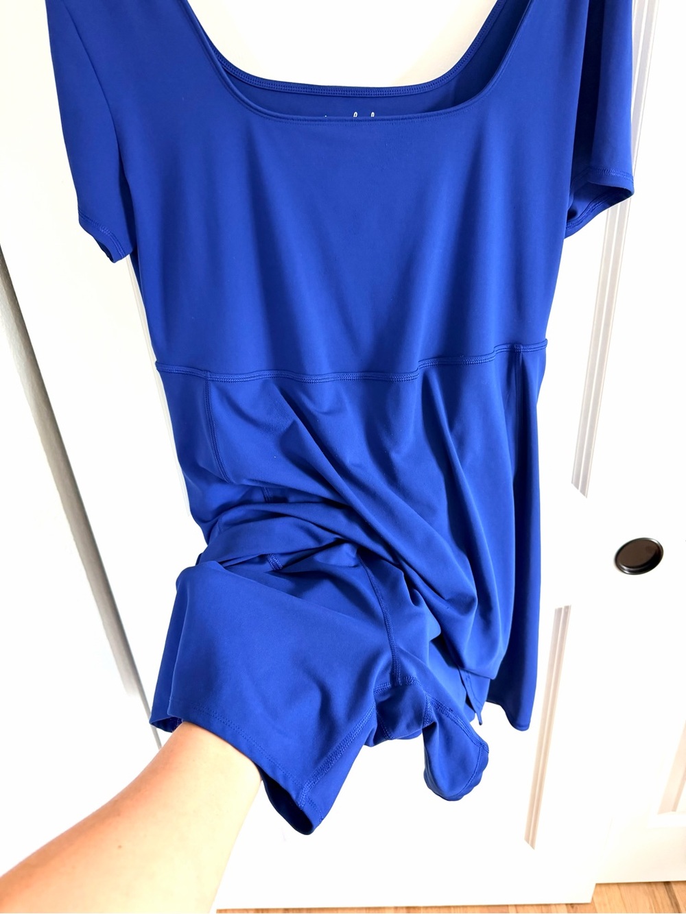 Ingrid & Isabel Royal Blue Scoop Neck Short Sleeve Dress w/ Built In Shorts - Picture 5 of 14